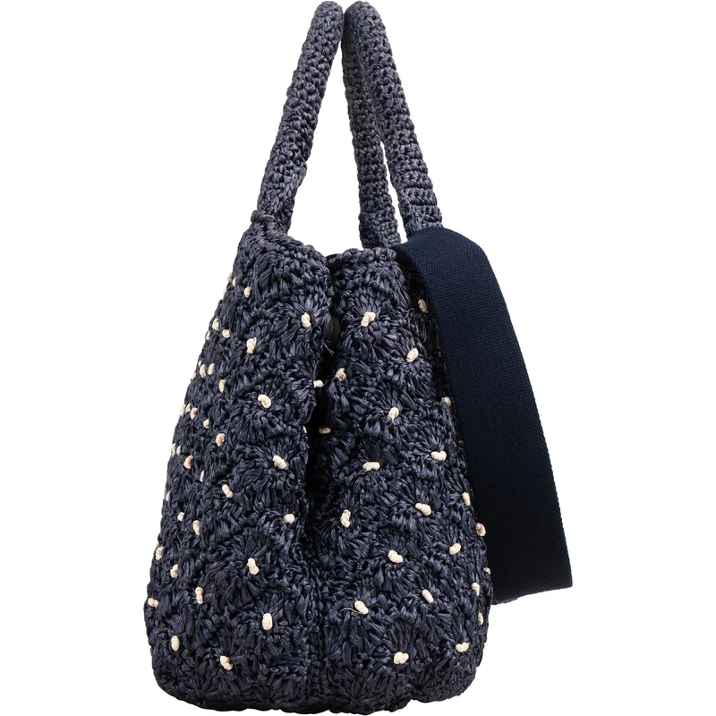 Prada Woven Raffia Polka-Dot Tote Shoulder Handbag