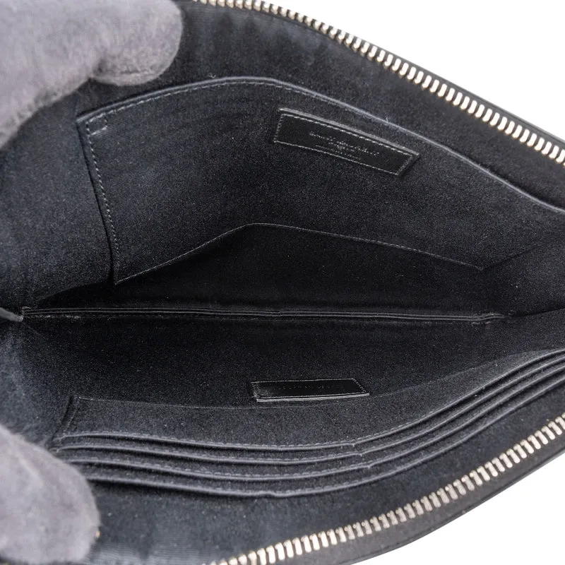 Saint Laurent Grained Leather Leather Clutch