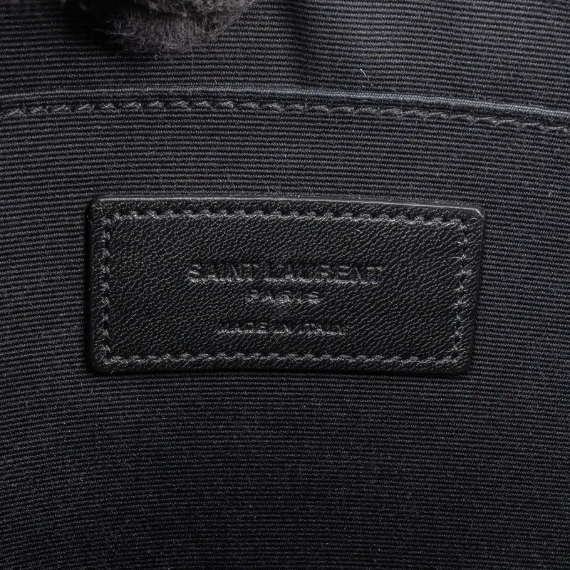 Saint Laurent Grained Leather Leather Clutch