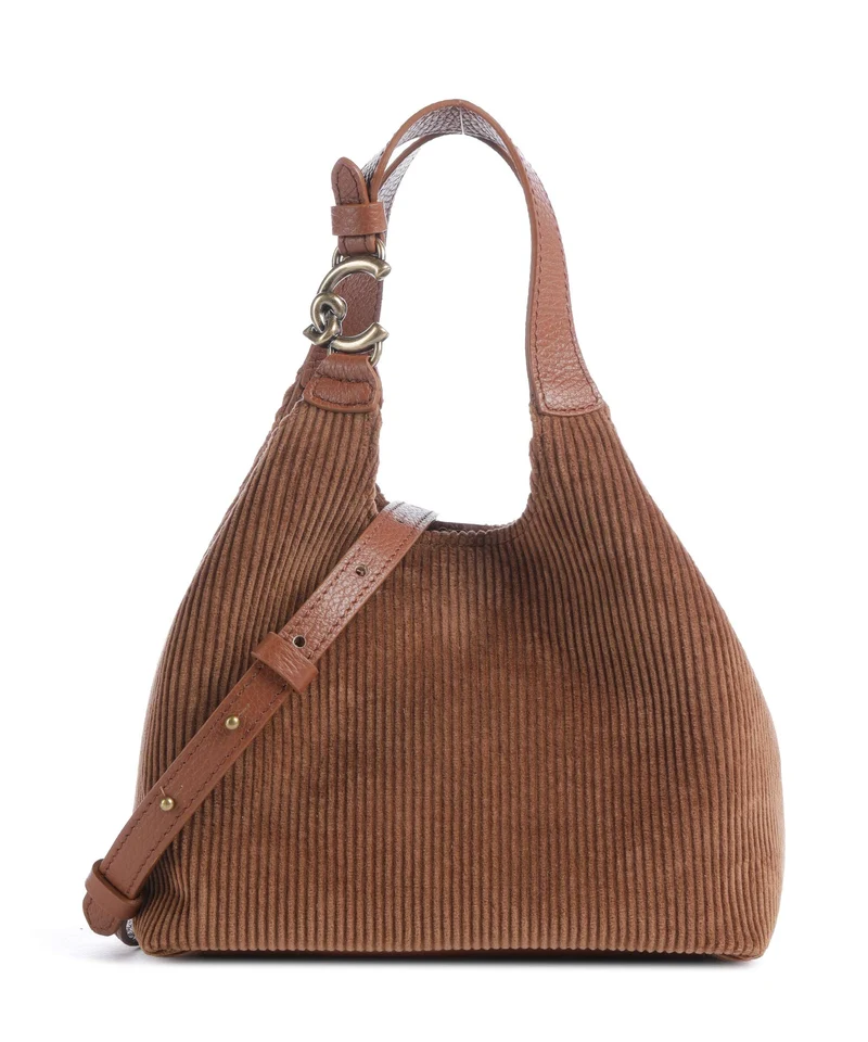 Coccinelle C-Easy Corduroy Handtasche cognac