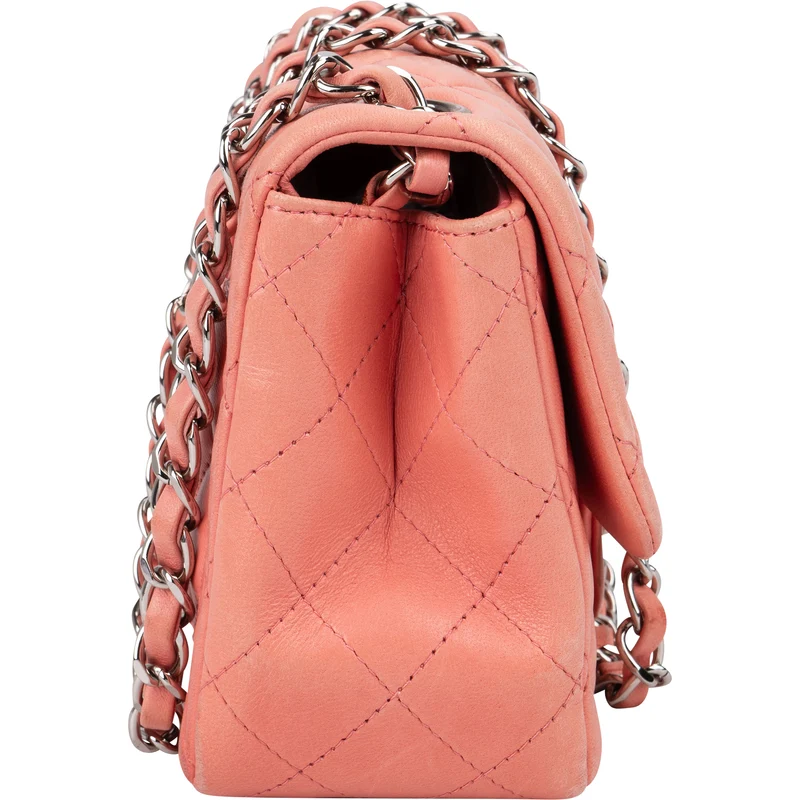 Chanel Quilted Lambskin Palladium Mini Rectangular Single Flap Crossbody Bag
