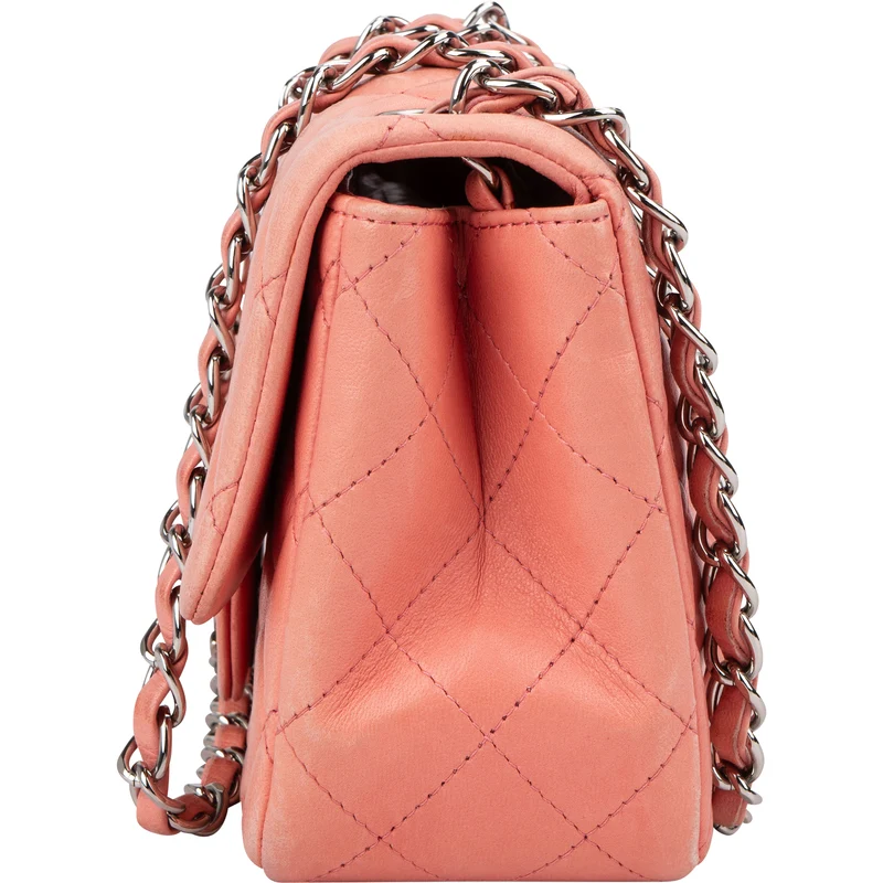 Chanel Quilted Lambskin Palladium Mini Rectangular Single Flap Crossbody Bag