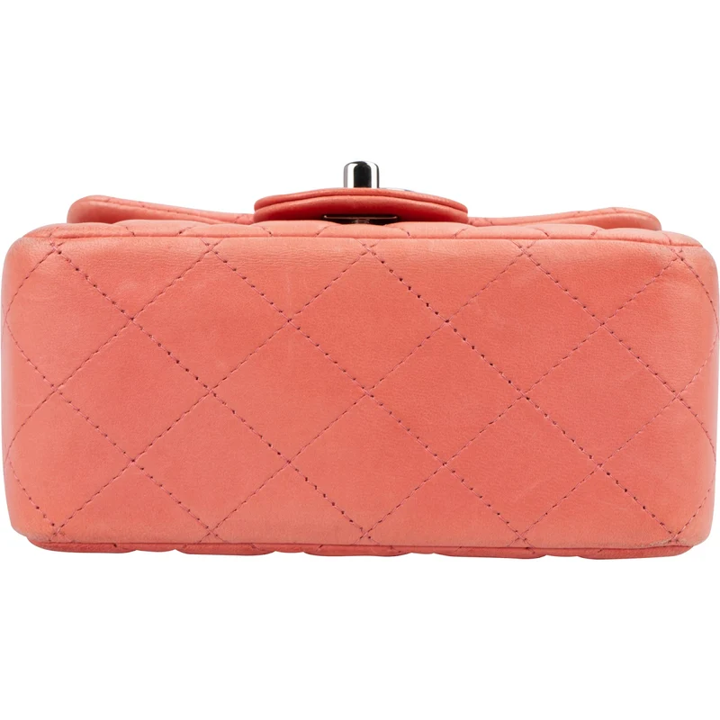 Chanel Quilted Lambskin Palladium Mini Rectangular Single Flap Crossbody Bag