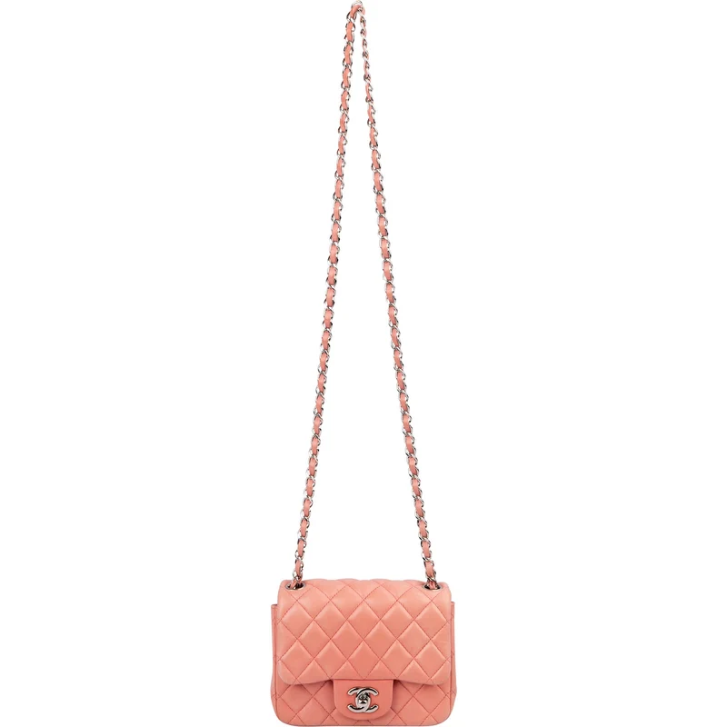 Chanel Quilted Lambskin Palladium Mini Rectangular Single Flap Crossbody Bag