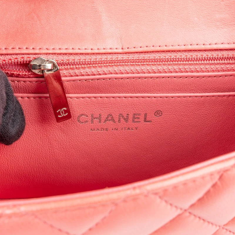 Chanel Quilted Lambskin Palladium Mini Rectangular Single Flap Crossbody Bag