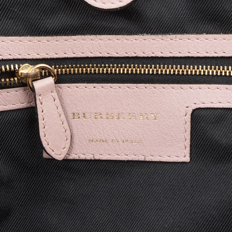Burberry Haymarket Check Leather Canter Tote Shoulder Bag