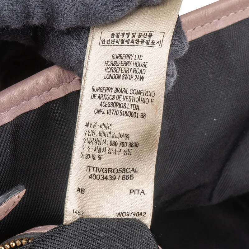 Burberry Haymarket Check Leather Canter Tote Shoulder Bag