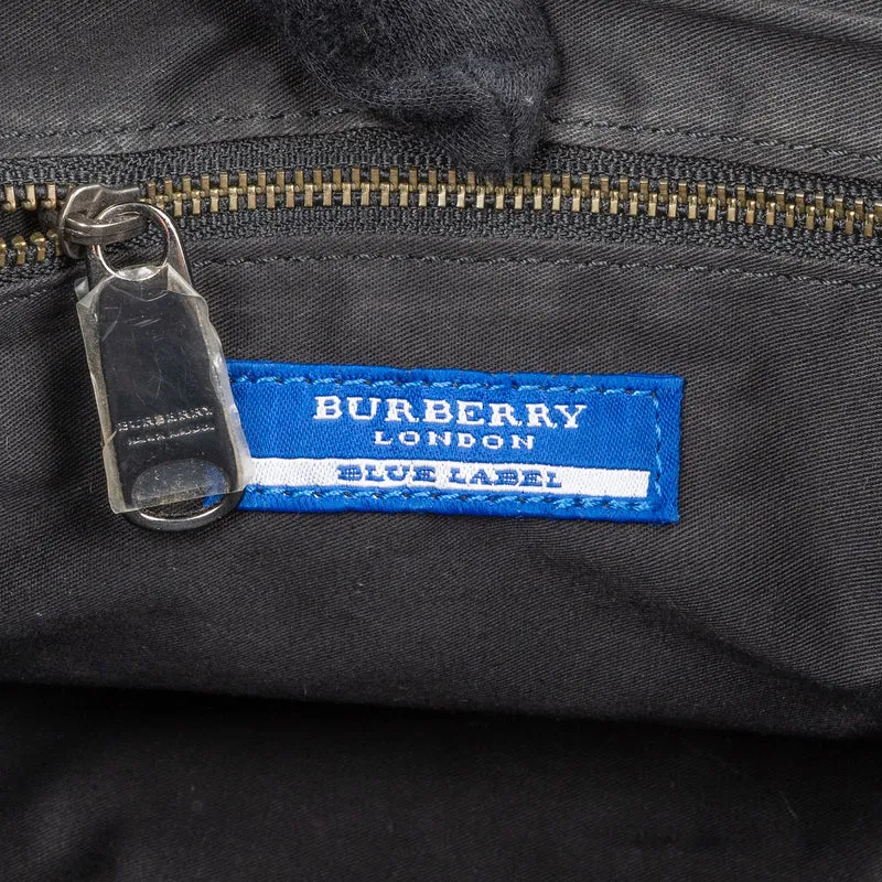 Burberry Blue Label Woven Plaid Monogram Drawstring Shoulder Bag