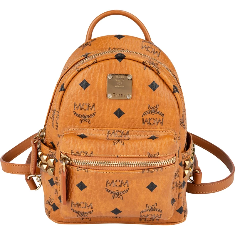 MCM Monogram Visetos Side Studs Stark Bebe Boo Mini Backpack