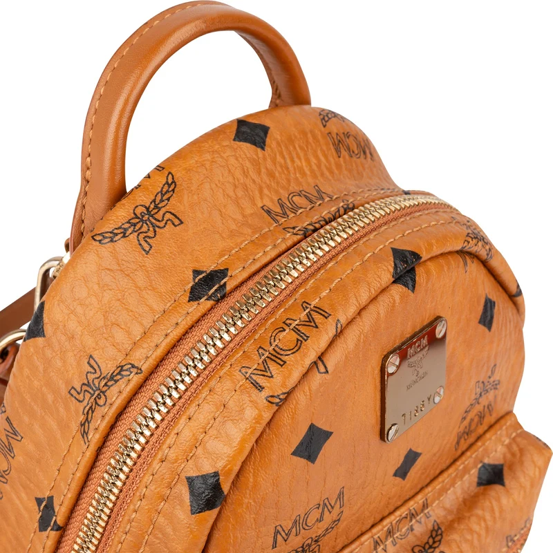 MCM Monogram Visetos Side Studs Stark Bebe Boo Mini Backpack