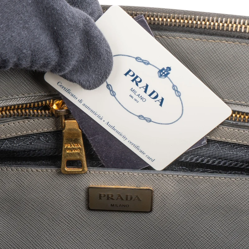 Prada Bicolor Saffiano Leather Galleria Handbag