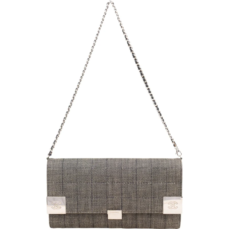 Chanel Denim Chocolate Bar Single Flap Shoulder Bag