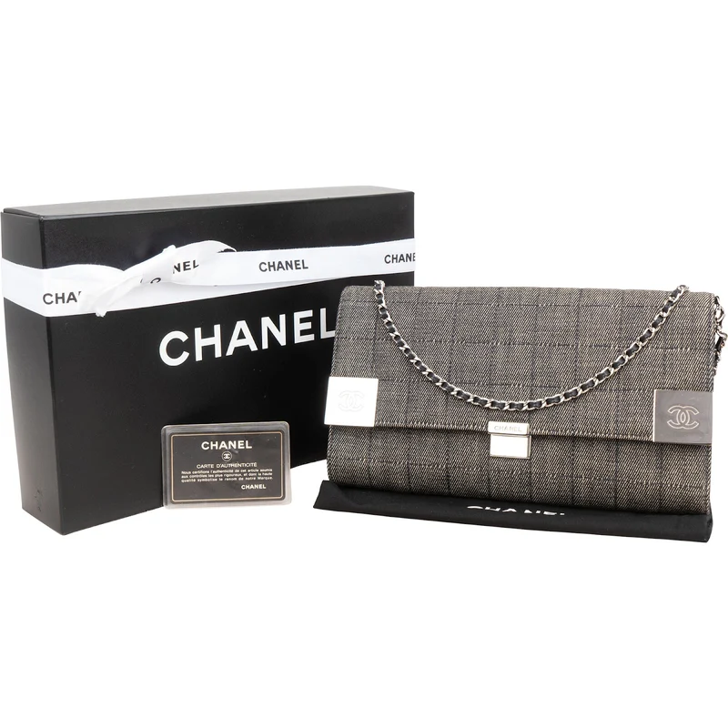 Chanel Denim Chocolate Bar Single Flap Shoulder Bag
