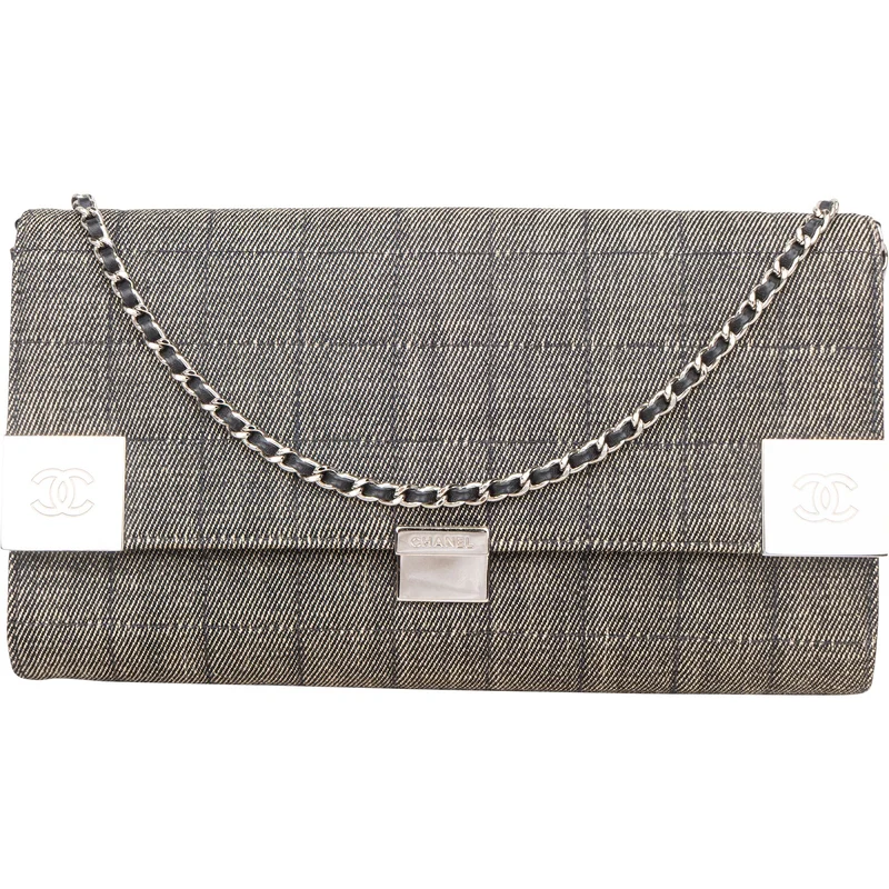 Chanel Denim Chocolate Bar Single Flap Shoulder Bag