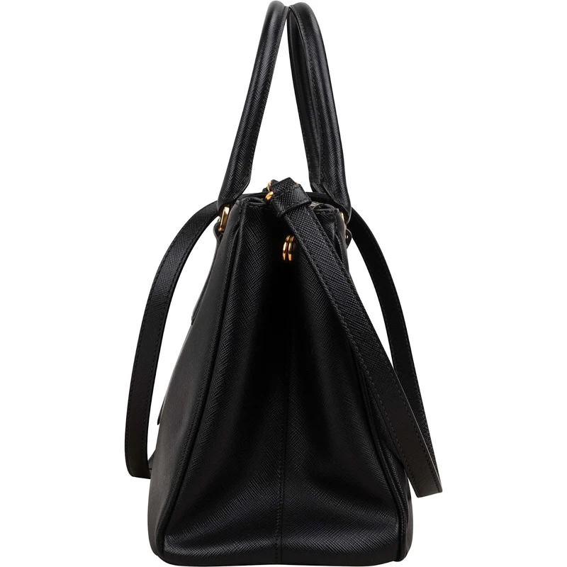 Prada Noir Saffiano Leather Small Galleria Handbag