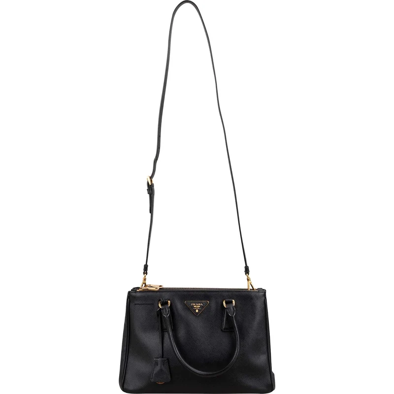 Prada Noir Saffiano Leather Small Galleria Handbag