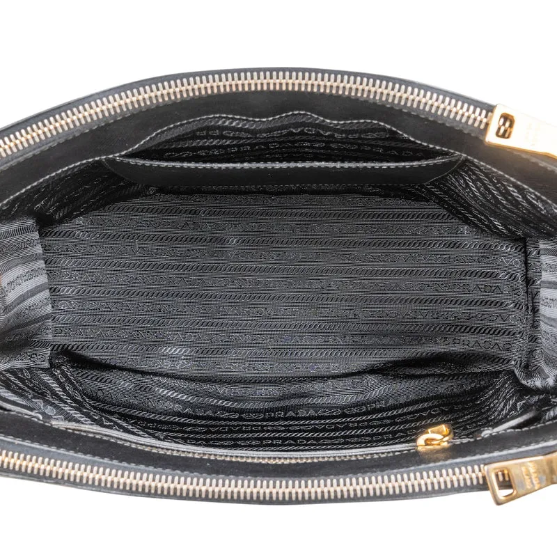 Prada Noir Saffiano Leather Small Galleria Handbag