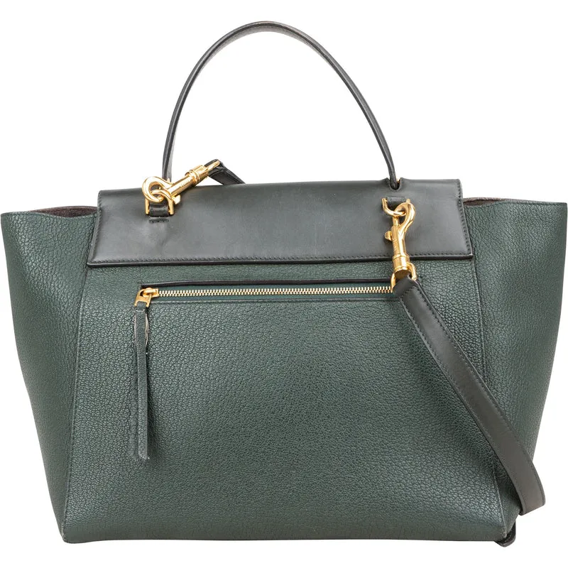 Celine Dark Green Leather Belt Handbag