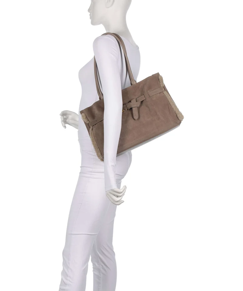 Coccinelle Sabine Soft Suede Shopper warm taupe