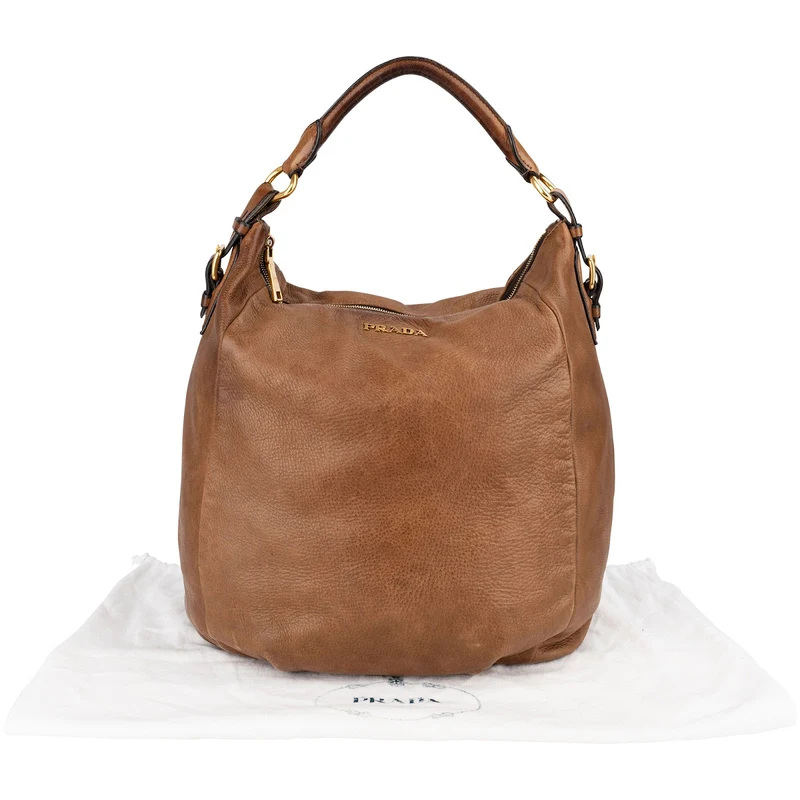 Prada Vitello Daino Leather Large Hobo Shoulder Bag