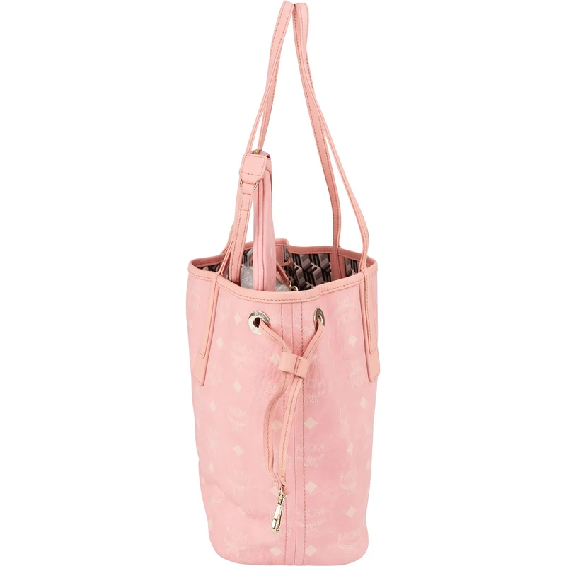 MCM Monogram Visetos Liz Pink Reversible Shopper Tote Shoulder Bag