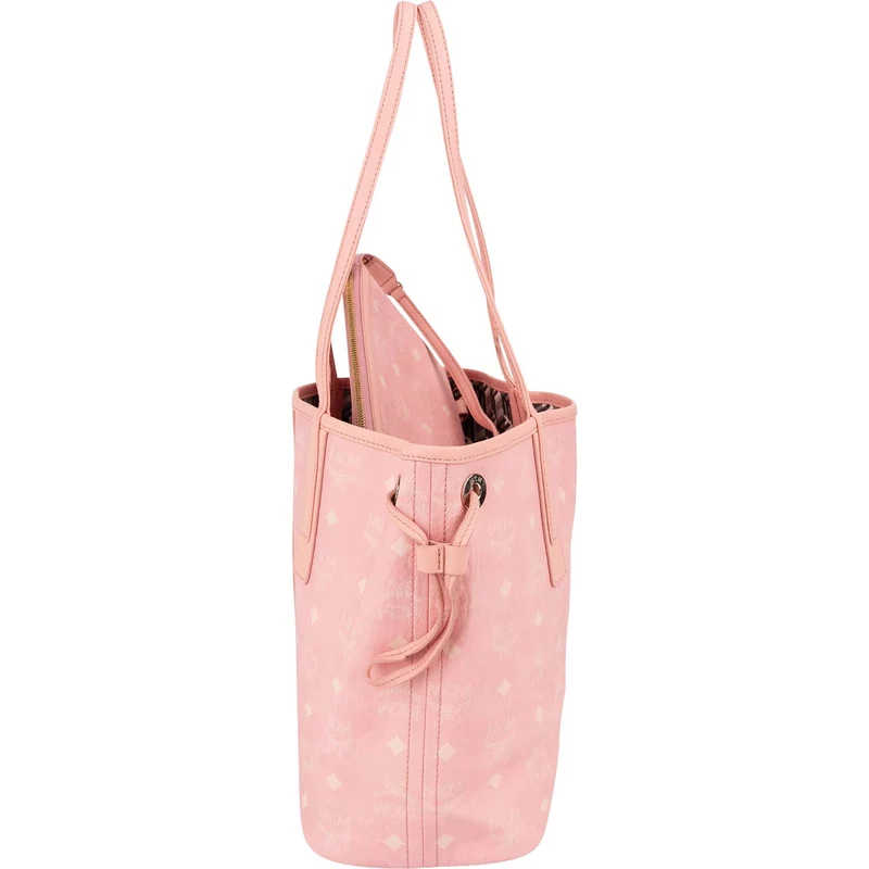 MCM Monogram Visetos Liz Pink Reversible Shopper Tote Shoulder Bag