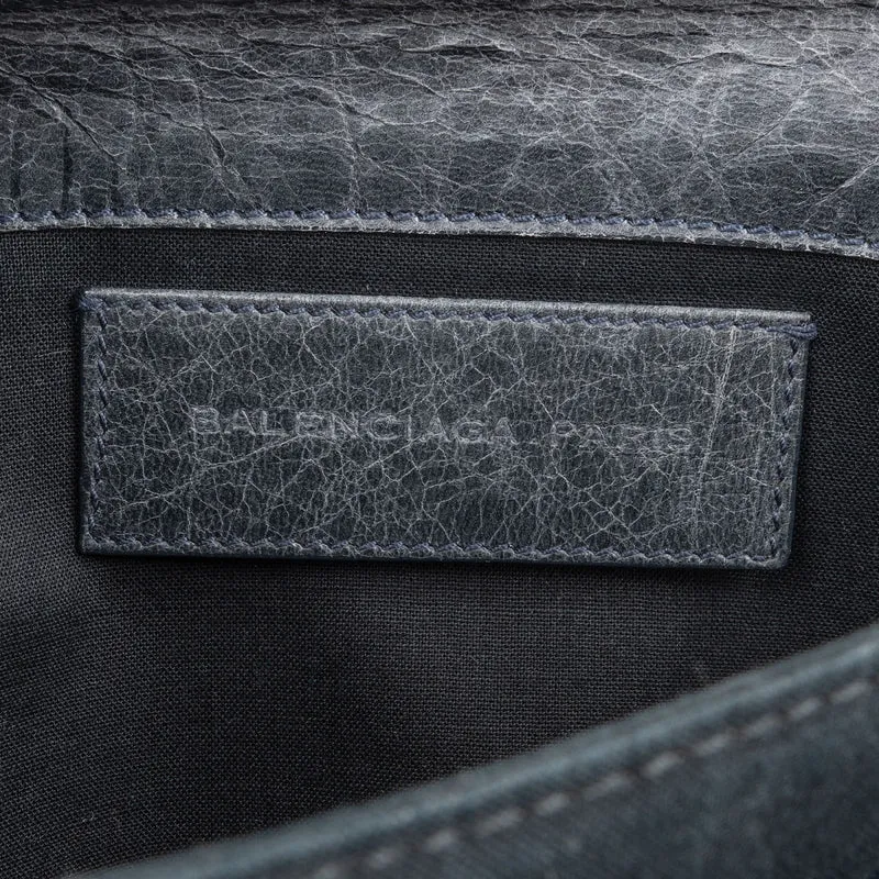 Balenciaga Grey Blue Leather GHW Envelope City Clutch