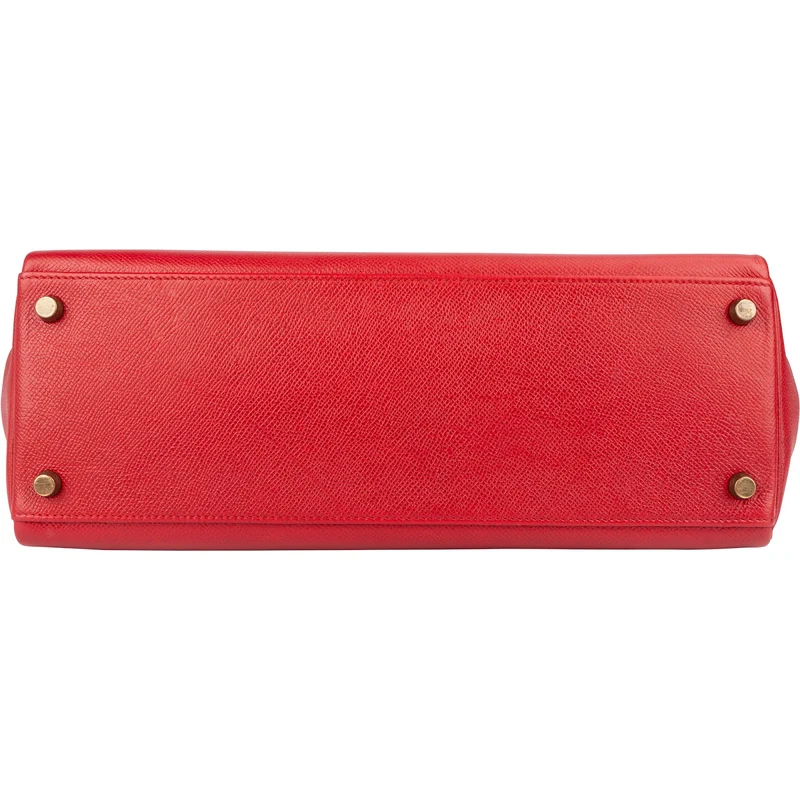 Hermès Rouge Courchevel Leather Kelly 32 Handbag