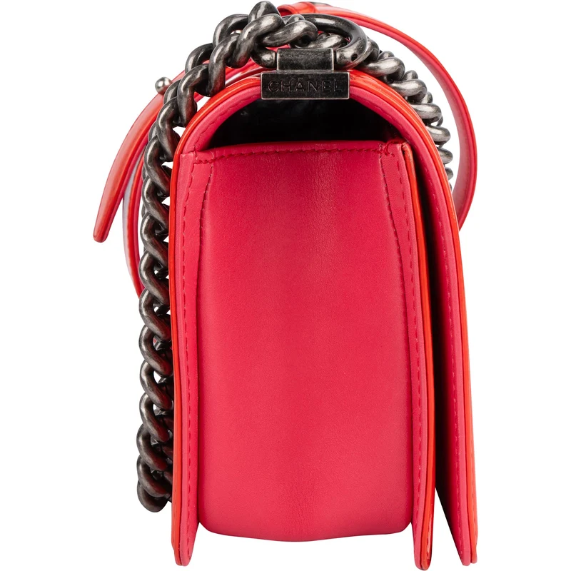 Chanel Quilted Patent Leather Boy Single Flap Crossbody Bag
