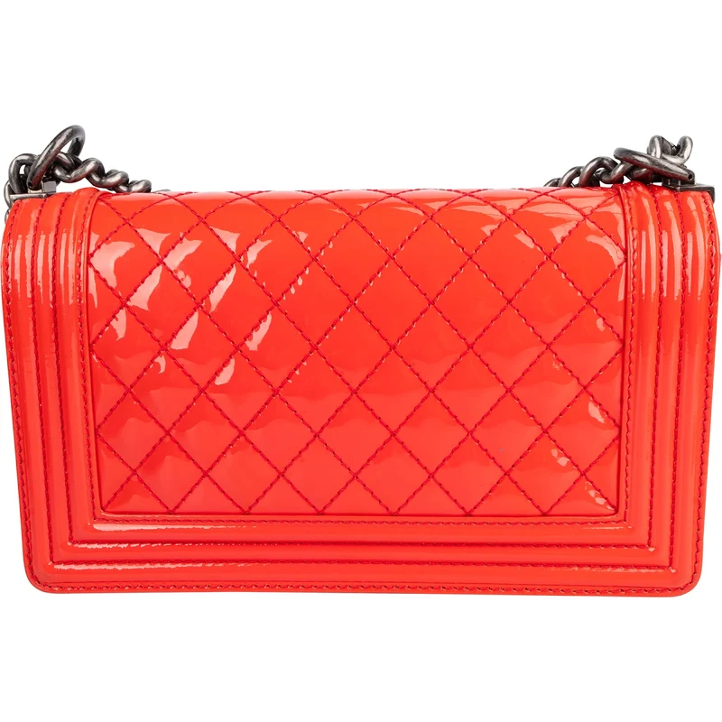 Chanel Quilted Patent Leather Boy Single Flap Crossbody Bag