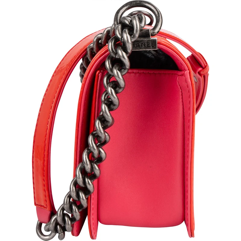 Chanel Quilted Patent Leather Boy Single Flap Crossbody Bag