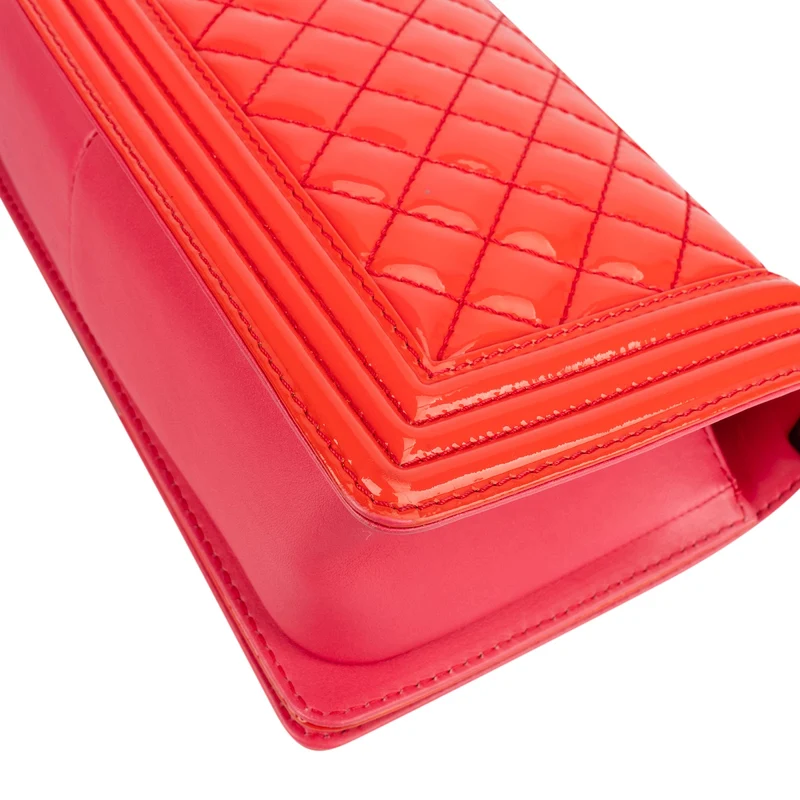 Chanel Quilted Patent Leather Boy Single Flap Crossbody Bag