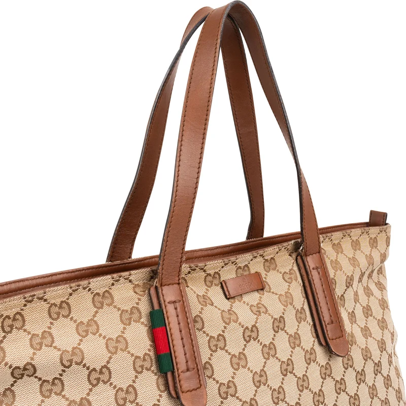 Gucci Monogram GG Canvas Web Tote Shoulder Bag