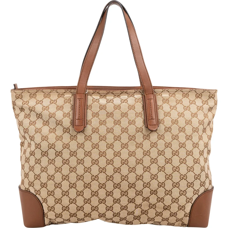 Gucci Monogram GG Canvas Web Tote Shoulder Bag