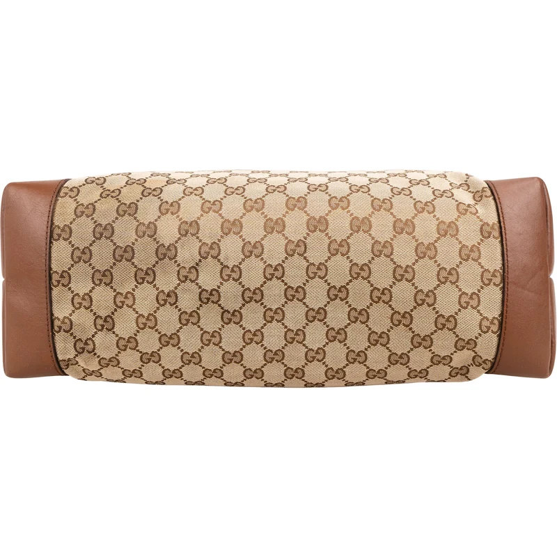 Gucci Monogram GG Canvas Web Tote Shoulder Bag