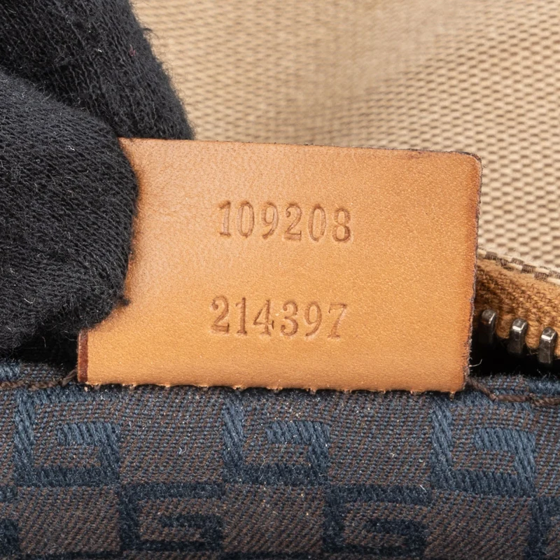 Gucci Canvas Leather Half Moon Woven Handle Shoulder Bag