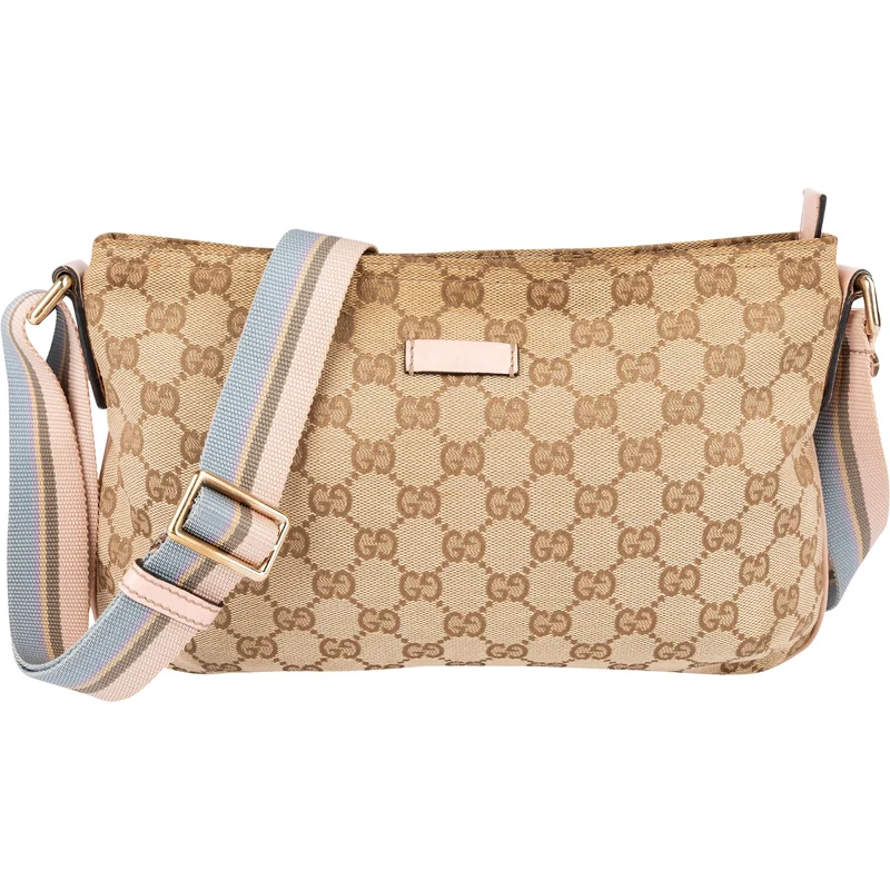 Gucci Monogram GG Canvas Multicolor Stripe Small Messenger Crossbody Bag