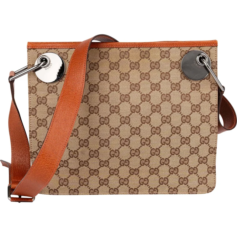 Gucci Monogram GG Canvas Messenger Tote Crossbody Bag