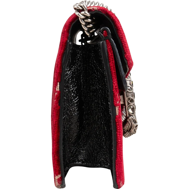 Gucci Monogram Velvet GG Crinkled Leather Crystal Dionysus Mini Crossbody Bag
