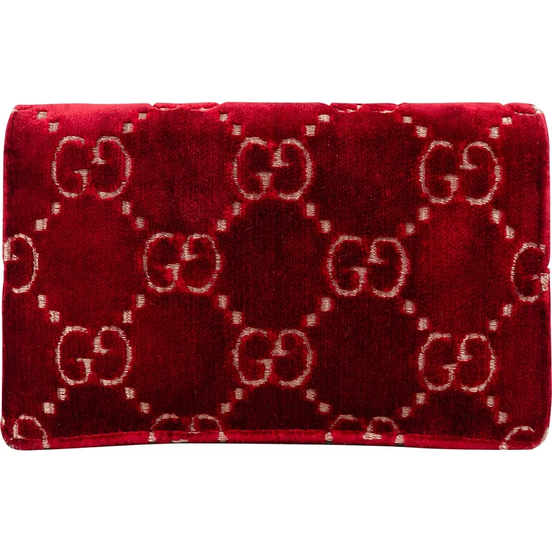 Gucci Monogram Velvet GG Crinkled Leather Crystal Dionysus Mini Crossbody Bag