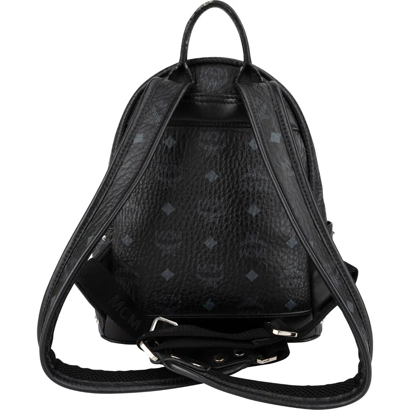 MCM Visetos Monogram Black Small Studded Stark Backpack