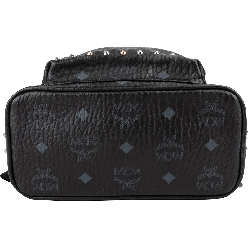 MCM Visetos Monogram Black Small Studded Stark Backpack