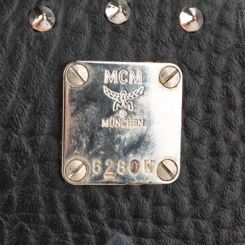 MCM Visetos Monogram Black Small Studded Stark Backpack