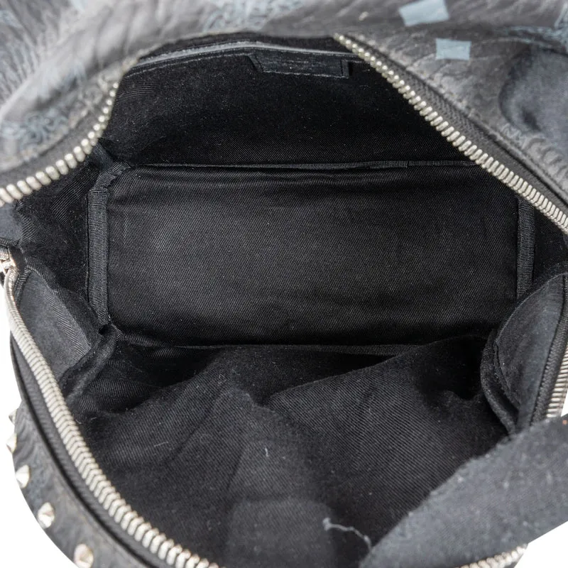 MCM Visetos Monogram Black Small Studded Stark Backpack