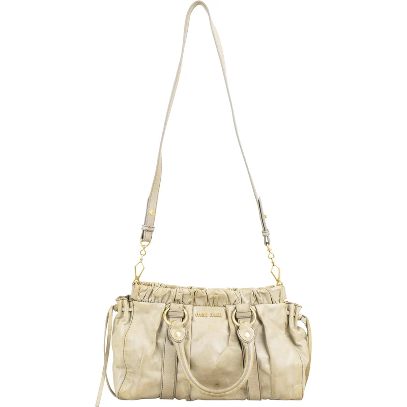 Miu Miu Vitello Lux Satchel Leather Handbag