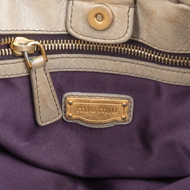 Miu Miu Vitello Lux Satchel Leather Handbag