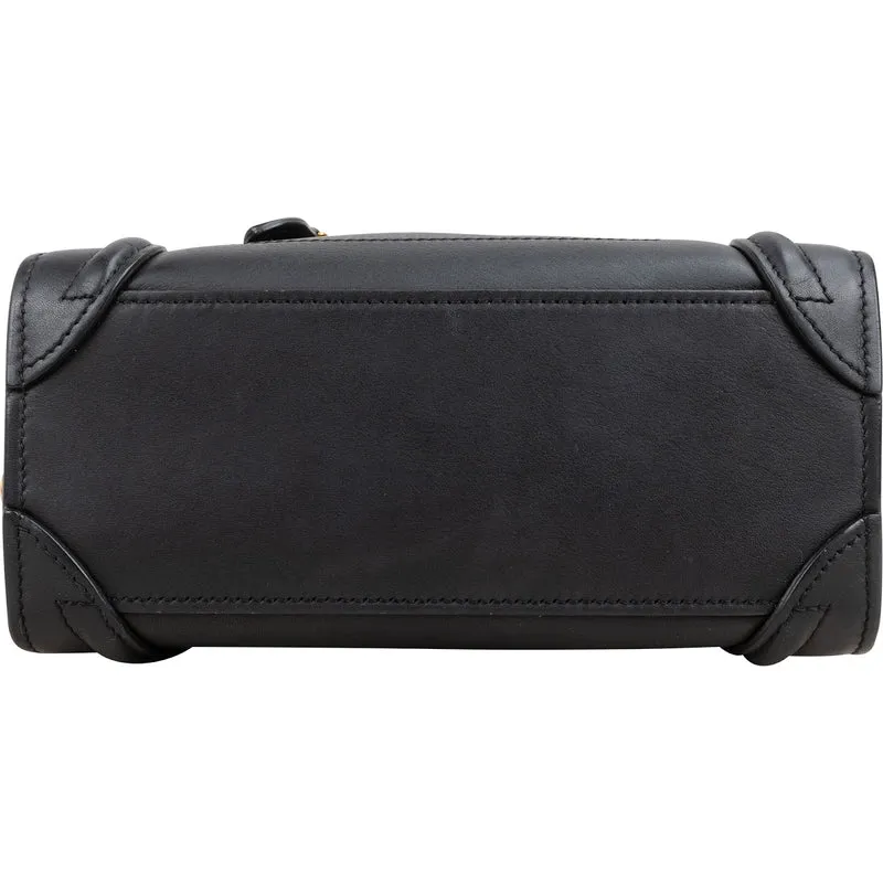 Celine Black Calfskin Leather Luggage Handbag