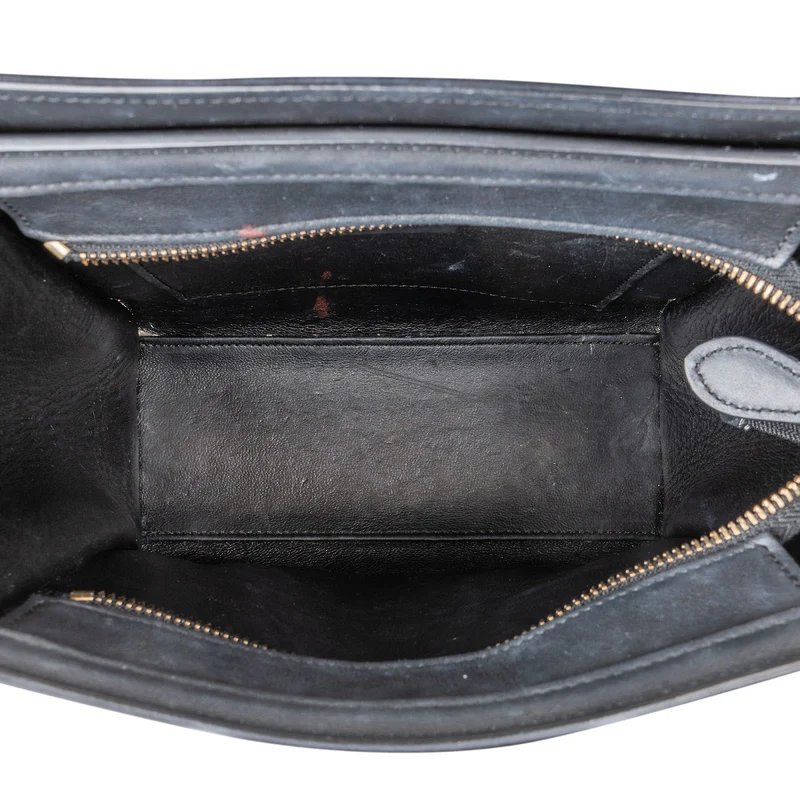 Celine Black Calfskin Leather Luggage Handbag