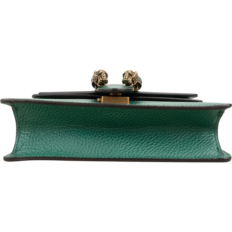 Gucci Grained Green Leather Dionysus Crystal Small Crossbody Bag