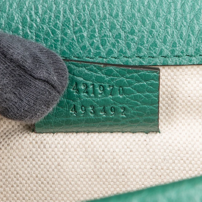 Gucci Grained Green Leather Dionysus Crystal Small Crossbody Bag